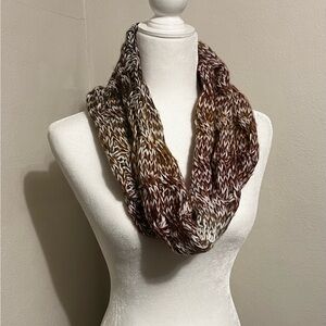 D&Y Chunky Knit Infinity Scarf - Brown and Cream